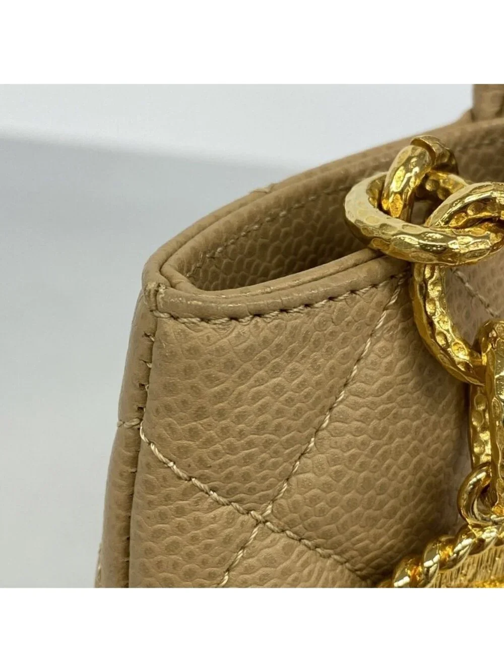 Chanel Tote Reissue Caviar Leather Beige Gold